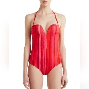 LA PERLA watercolor cosmic pink one piece swimsuit size 36B NEW A8